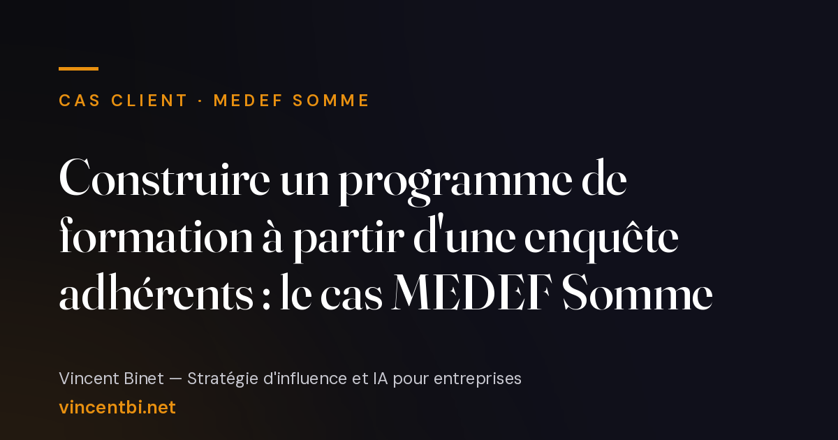 Visuel de couverture du cas client « Construire un programme de formation à partir d'une enquête adhérents : le cas MEDEF Somme »