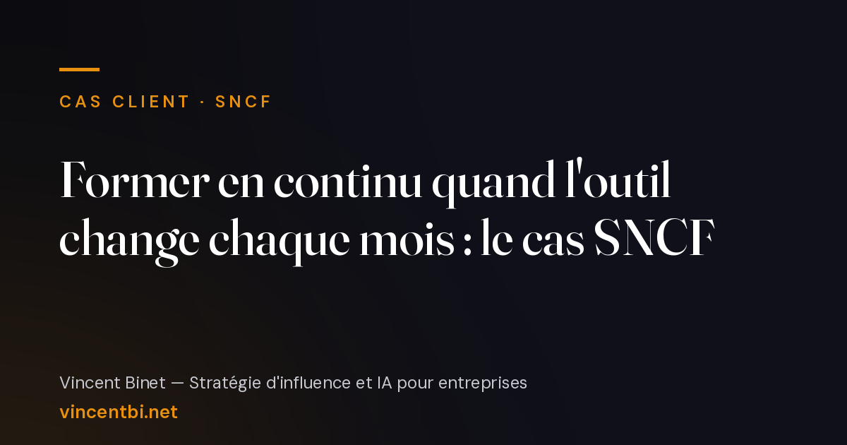 Visuel de couverture du cas client « Former en continu quand l'outil change chaque mois : le cas SNCF »